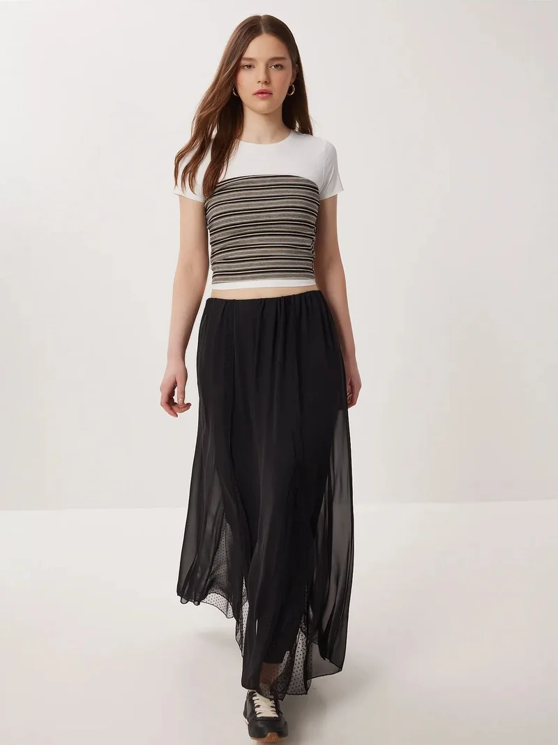السعادة في إسطنبول ISTANBUL High Waist Maxi Skirt in Chiffon