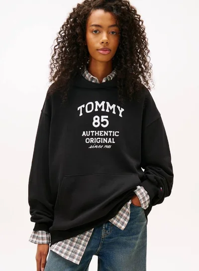 TOMMY JEANS 1985 Flock Logo Oversized Hoody