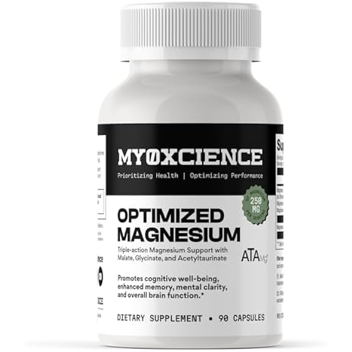 MYOXCIENCE Optimized Magnesium Glycinate + Magnesium Taurate (as ATAmag®) for High Brain Bioavailability to Support Stress Relief and Sleep | 30 Servings - Image 1