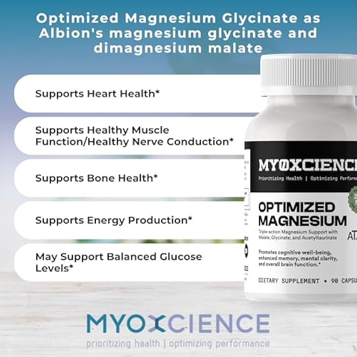 MYOXCIENCE Optimized Magnesium Glycinate + Magnesium Taurate (as ATAmag®) for High Brain Bioavailability to Support Stress Relief and Sleep | 30 Servings - Image 5