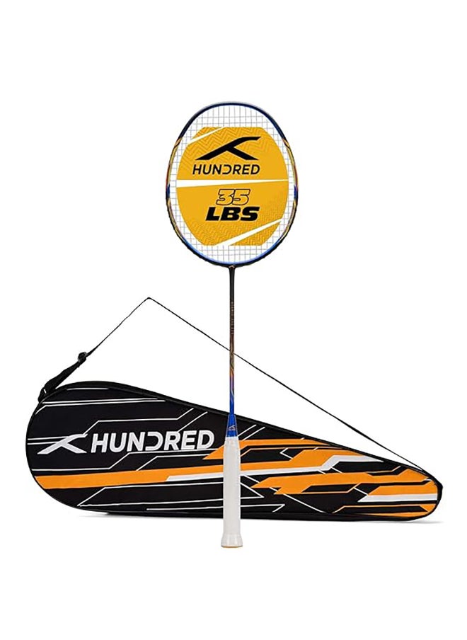 HUNDRED - ATOMIC-X 35 SPD Carbon Fibre Strung Badminton Racket with Full Racket Cover  | For Intermediate Players | 80grams | Maximum String Tension - 35lbs - Image 1