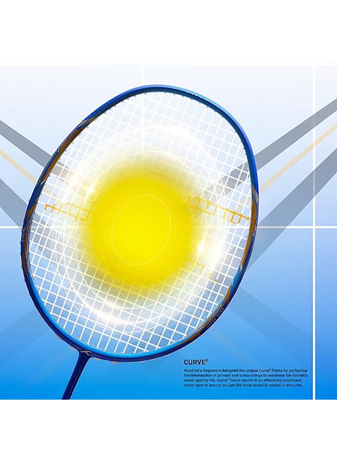 HUNDRED - ATOMIC-X 35 SPD Carbon Fibre Strung Badminton Racket with Full Racket Cover  | For Intermediate Players | 80grams | Maximum String Tension - 35lbs - Image 1