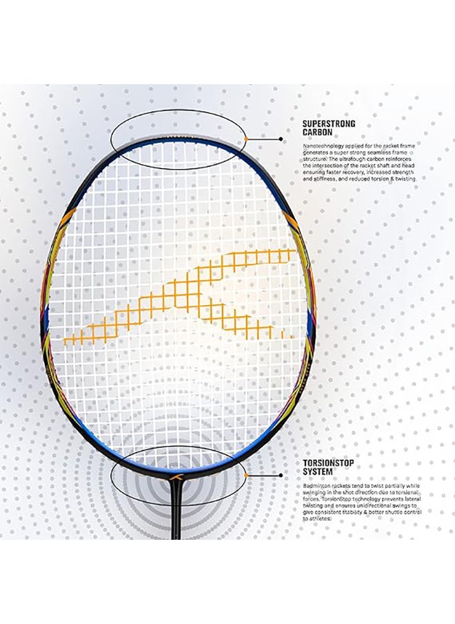 HUNDRED - ATOMIC-X 35 SPD Carbon Fibre Strung Badminton Racket with Full Racket Cover  | For Intermediate Players | 80grams | Maximum String Tension - 35lbs - Image 1