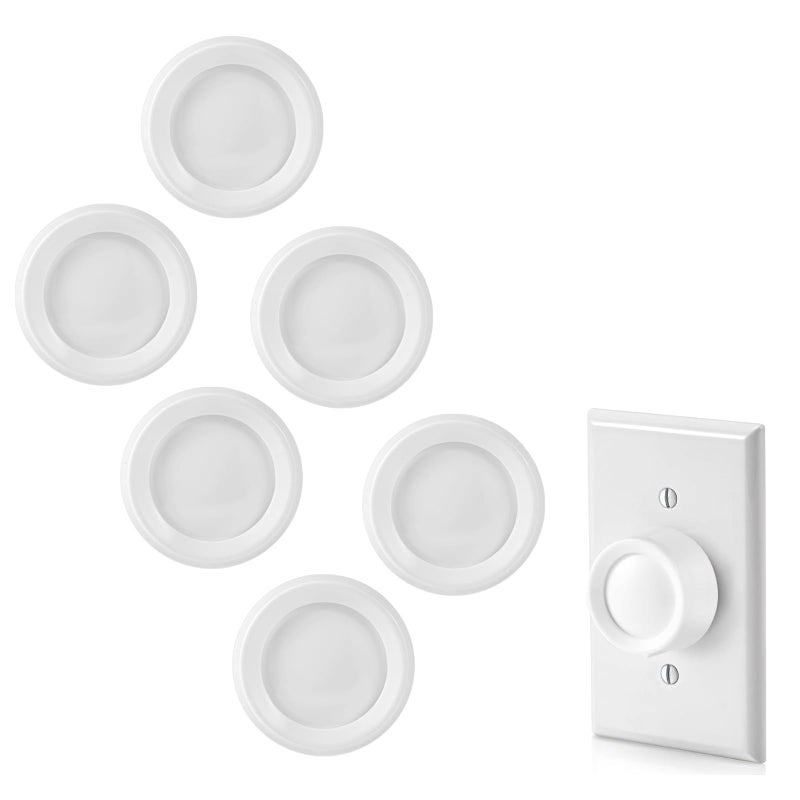 ANABIUP 6 PCS RK-WH Rotary Dimmer Knob Replacement for Rotary Dimmer Switch,Fan Control,Whiteï¼ˆNo Back Panelï¼‰ - Image 1