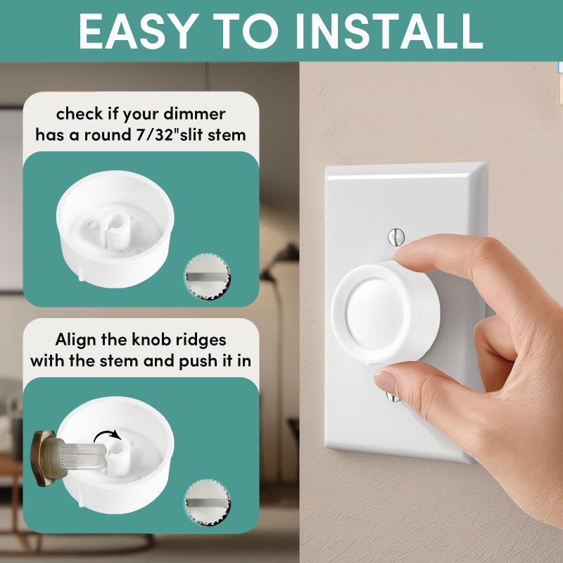 ANABIUP 6 PCS RK-WH Rotary Dimmer Knob Replacement for Rotary Dimmer Switch,Fan Control,Whiteï¼ˆNo Back Panelï¼‰ - Image 3