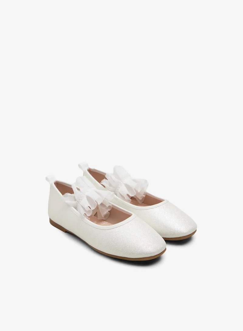 ماتلان Girls White Ruffle Ballet Shoes