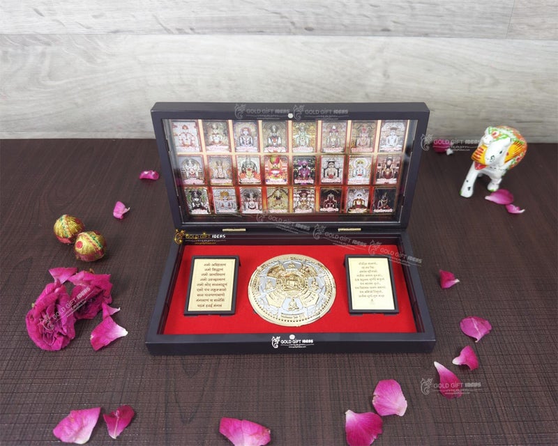 GoldGiftIdeas 24K Gold Plated Jain 24 Tirthankar Darshan Photo Frame Box with Siddha Chakra, Jay Jinendra Frame for Return Gift, Jain Gift Item, Jain Mahatirth Darshan Frame - Image 3