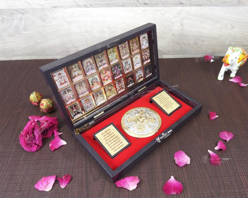 GoldGiftIdeas 24K Gold Plated Jain 24 Tirthankar Darshan Photo Frame Box with Siddha Chakra, Jay Jinendra Frame for Return Gift, Jain Gift Item, Jain Mahatirth Darshan Frame - Image 4