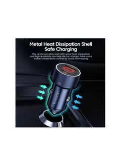 toocki Toocki USB C Car Charger, LED Digital Display, Type C Fast Charger for iPhone 15 14 13 Pro Max Samsung S10 S9 S8 Plus Huawei PD 75W  - Image 3