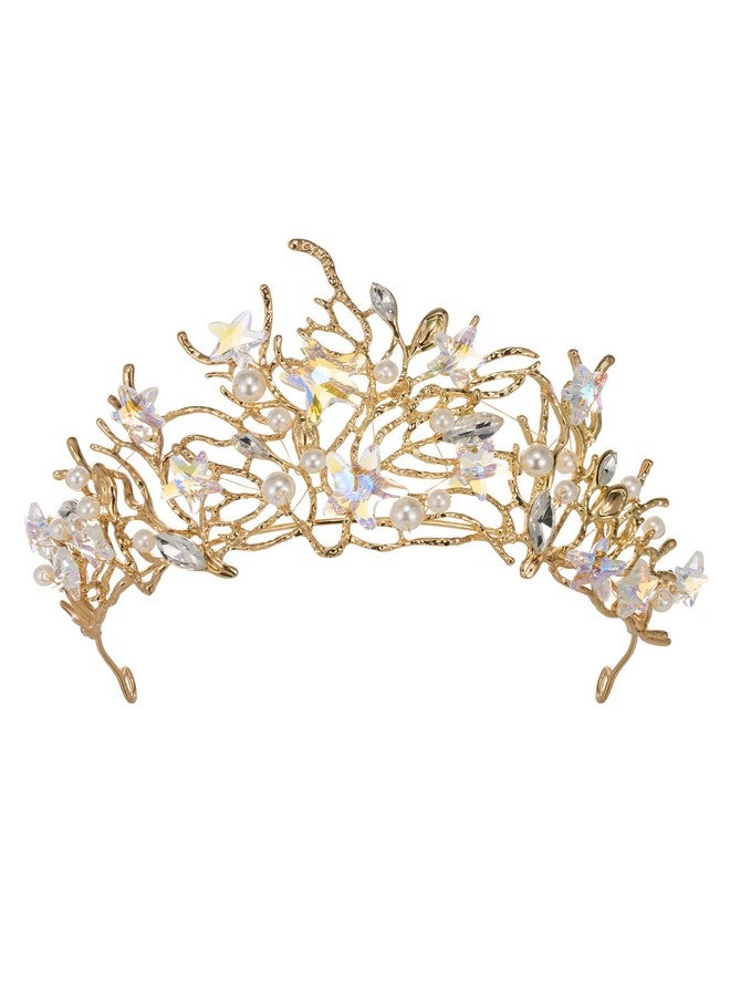 إسكدنيا Weetv Mermaid Tiara For Girls Women Gold Princess Crown Diadem Jeweled Headpiece Costume Hair Accessories For Birthday Prom Quinceanera - Image 1