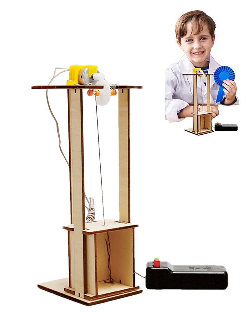 Wooden Elevator Kids Stem Projects，Scientific Experiment Manual DIY Crafts Lifts Model Kit Education Learning Toy Kids DIY Elevator Set for Children Kids Age 8-12  - Image 1