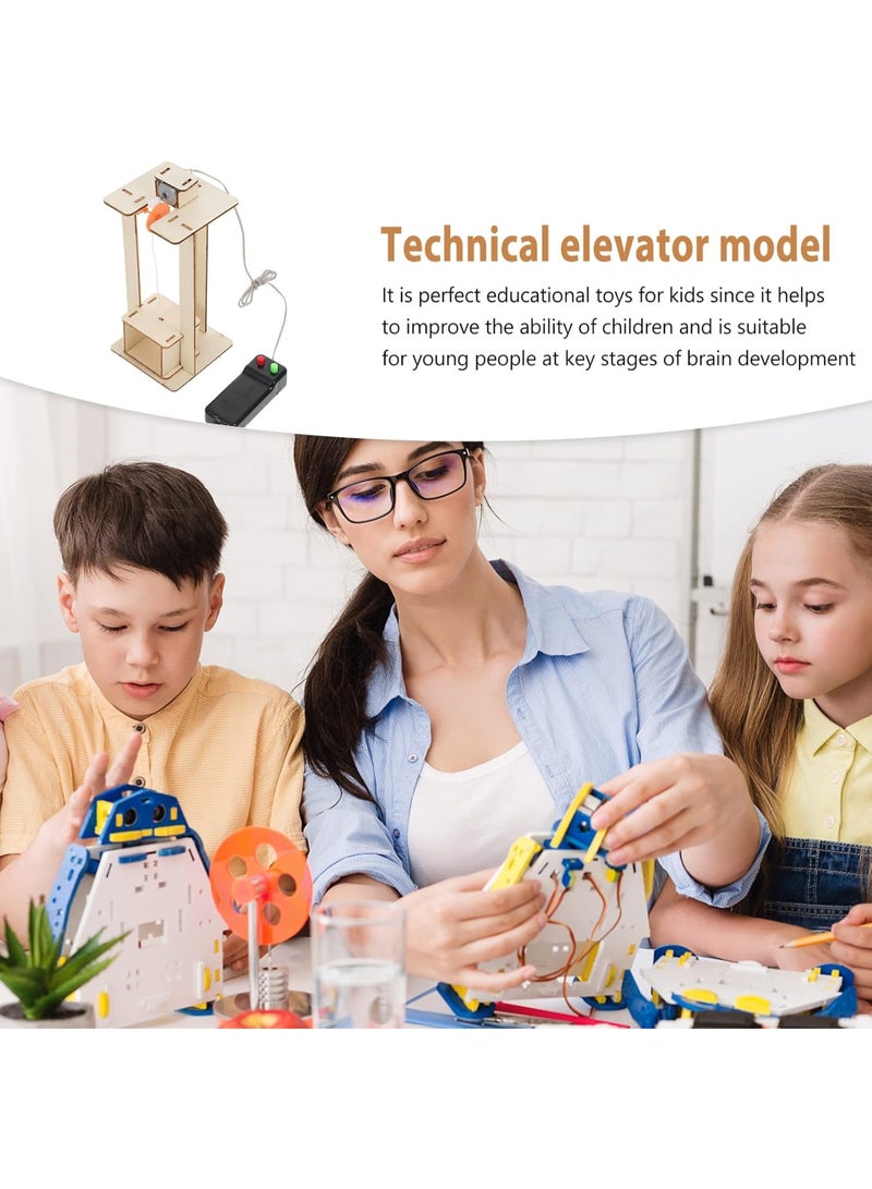 Wooden Elevator Kids Stem Projects，Scientific Experiment Manual DIY Crafts Lifts Model Kit Education Learning Toy Kids DIY Elevator Set for Children Kids Age 8-12  - Image 4