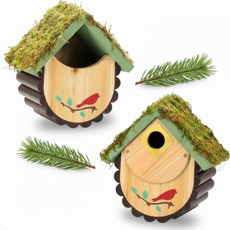 CEDAR ALPHA 1pc Bird House for Bluebirds and Cadinals - Cedar Wood Large Open Bluebird House Nestbox - Birdhouse for Outside Wall Mountable - 1.5" Brass Plate Heavy 13/16" Thick - 10 Years Usage Multifunctional - Image 3