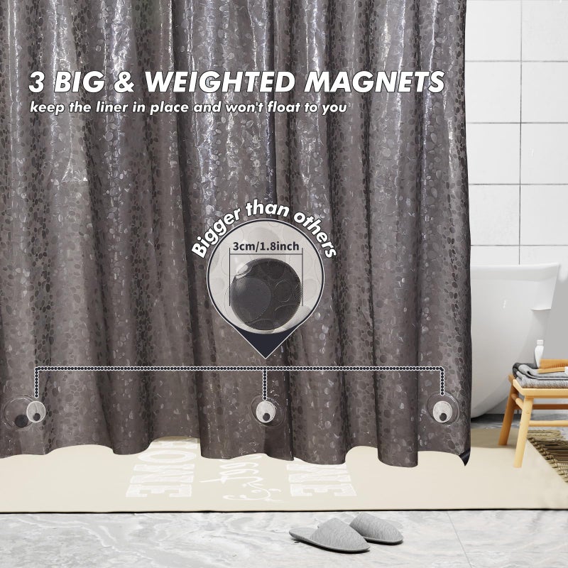 Bostofy Waterproof Shower Curtain Liner EVA 8G - Rust-Proof Hooks, Heavy-Duty Magnets - Enhance Your Bathroom with Durability and Elegance - Image 5