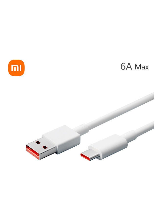 Xiaomi Type C 6A Super Fast Charging Data Cable White - Image 1