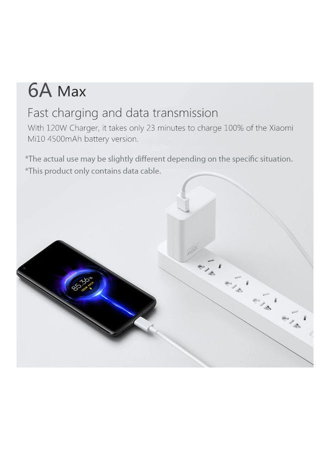 Xiaomi Type C 6A Super Fast Charging Data Cable White - Image 2