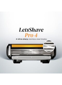 LetsShave Pro 4 Manual Shaving Razor Blades Refills (Cartridge), Pack Of 8, Ultra Sharp 4 Blades For Face & Head, Blades For Men Face & Head  - Image 2