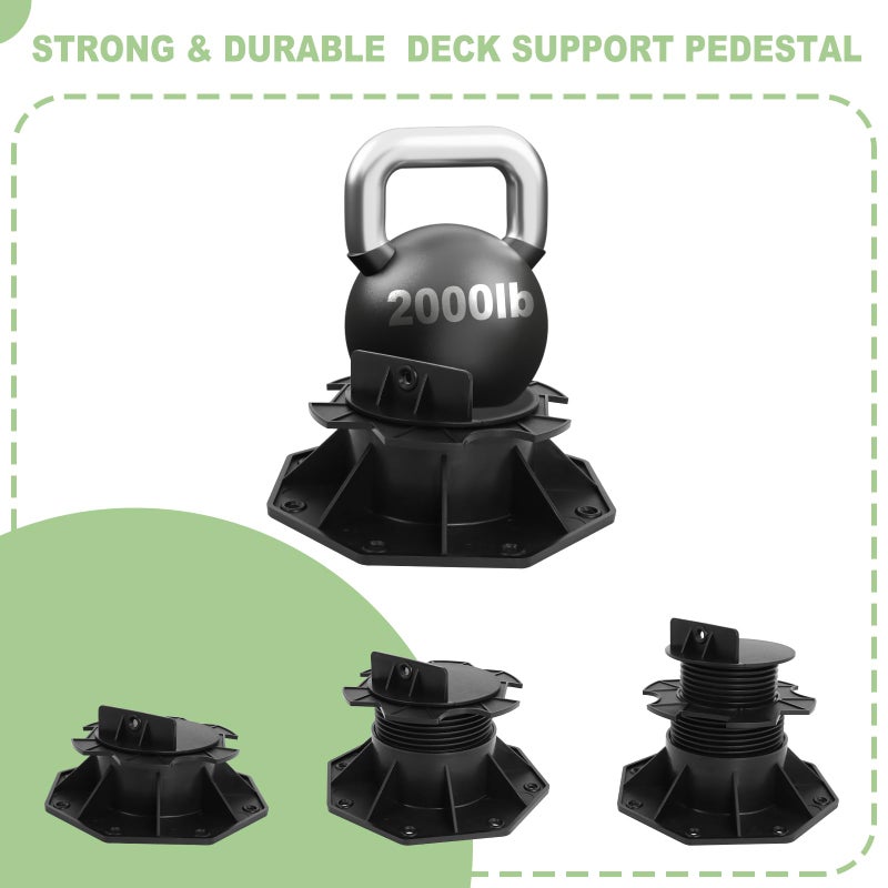 MCCKLE Adjustable Deck Support Pedestal, 10Pack Deck Foundation Support Base for Floating Deck Platform, Deck Blocks Adjustable Deck Plastic Supports Pedestal Paver 2-3/8" to 5-1/2" by MCCKLE - Image 2