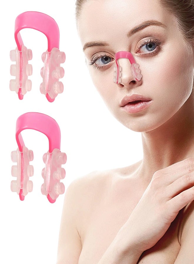 2 Pack Pink Soft Silicone Nose Shaper for Wide Noses Pain Free Nose Straightener Corrector Shrinker Nose Clip for Women Men Girls Daily Use - Image 1