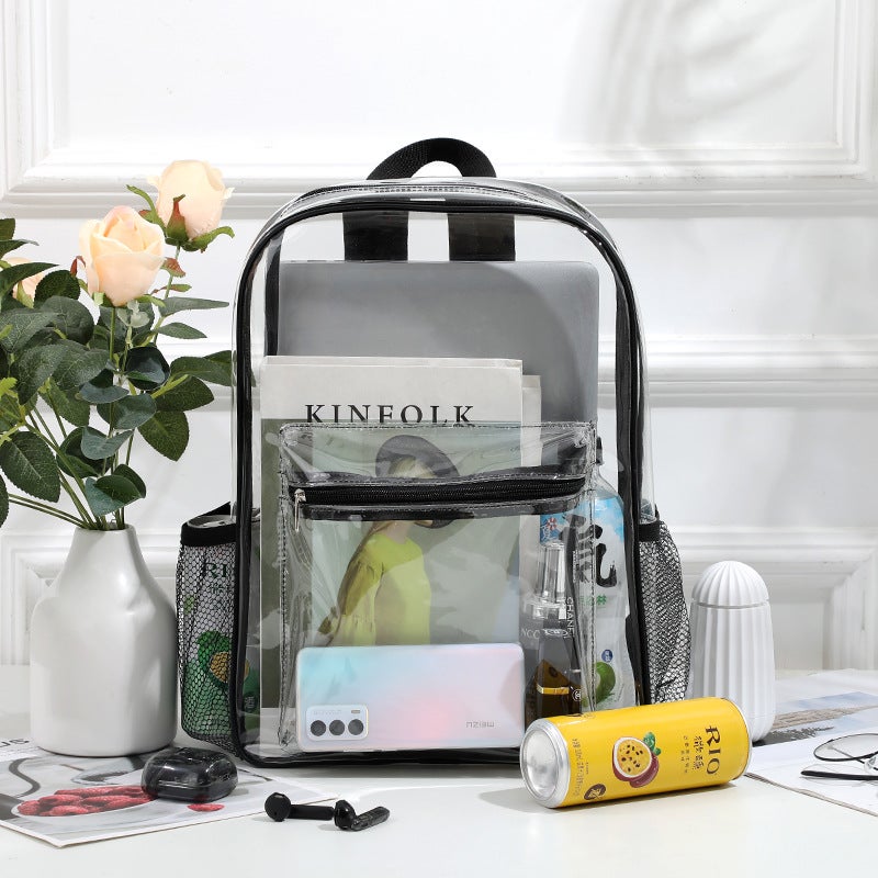 PVC Waterproof School Backpack for 12-Inch Laptop, Solid Color - Image 3