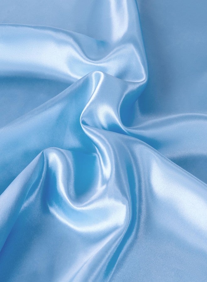 Counfeisly 1 Pack 60 Inch Light Blue Round Tablecloth, Silky Satin Tablecloth Overlay Smooth Fabric Table Cover, Table Decoration for Wedding Party Banquet Events - Image 2