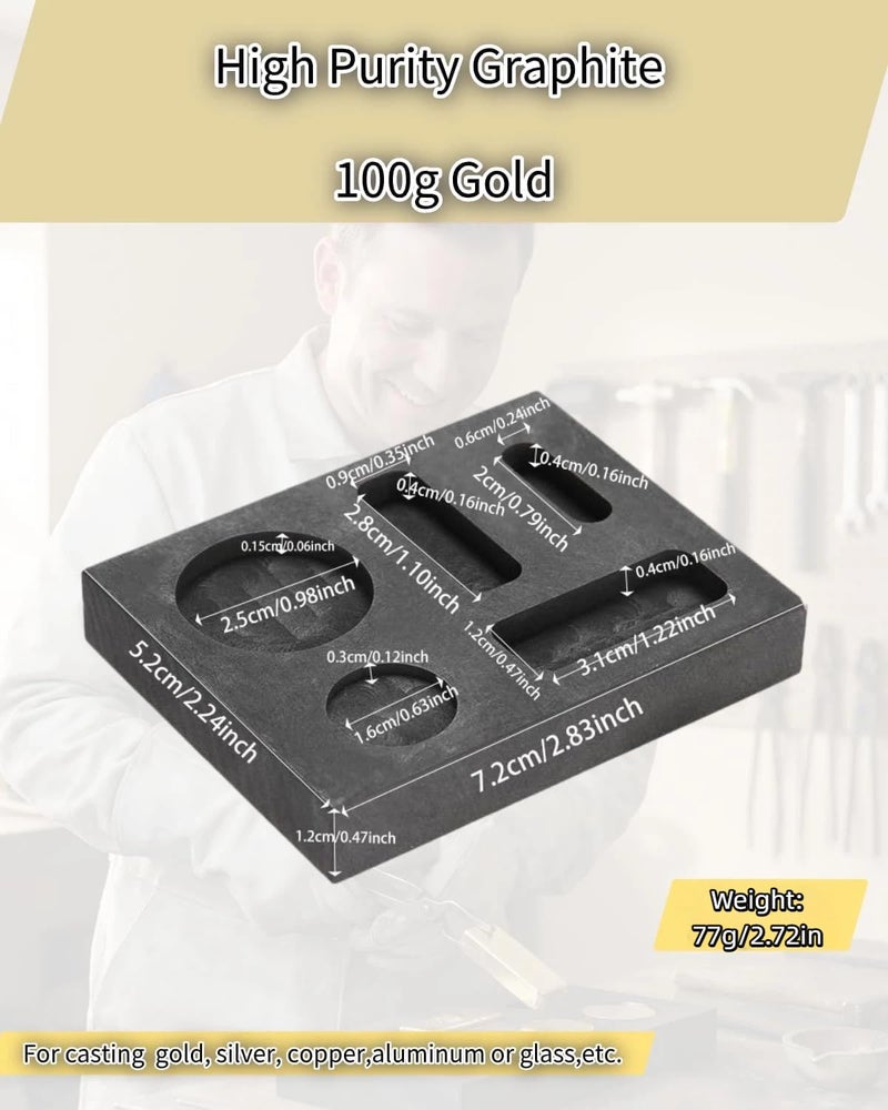HOMOMSAE 2 Piece MINI Graphite Molds for Casting Gold Silver Aluminum Copper Brass, HOMOMSAE Small High-Purity DIY Metal Ornaments Melting Refining - Image 5