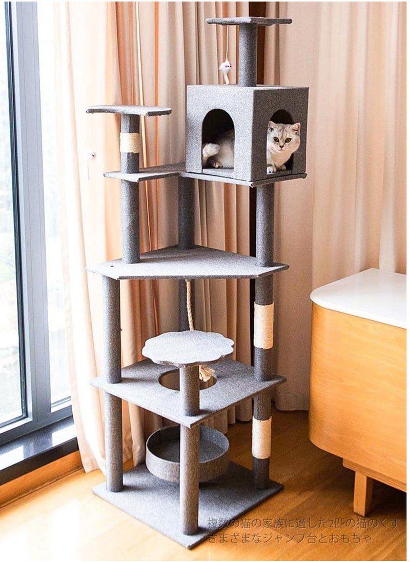 MONOGUE - Cat Tree with Sisal Scratching Posts Cat Play House Large Multi Level and Rest Place Tower for Cats - Image 1