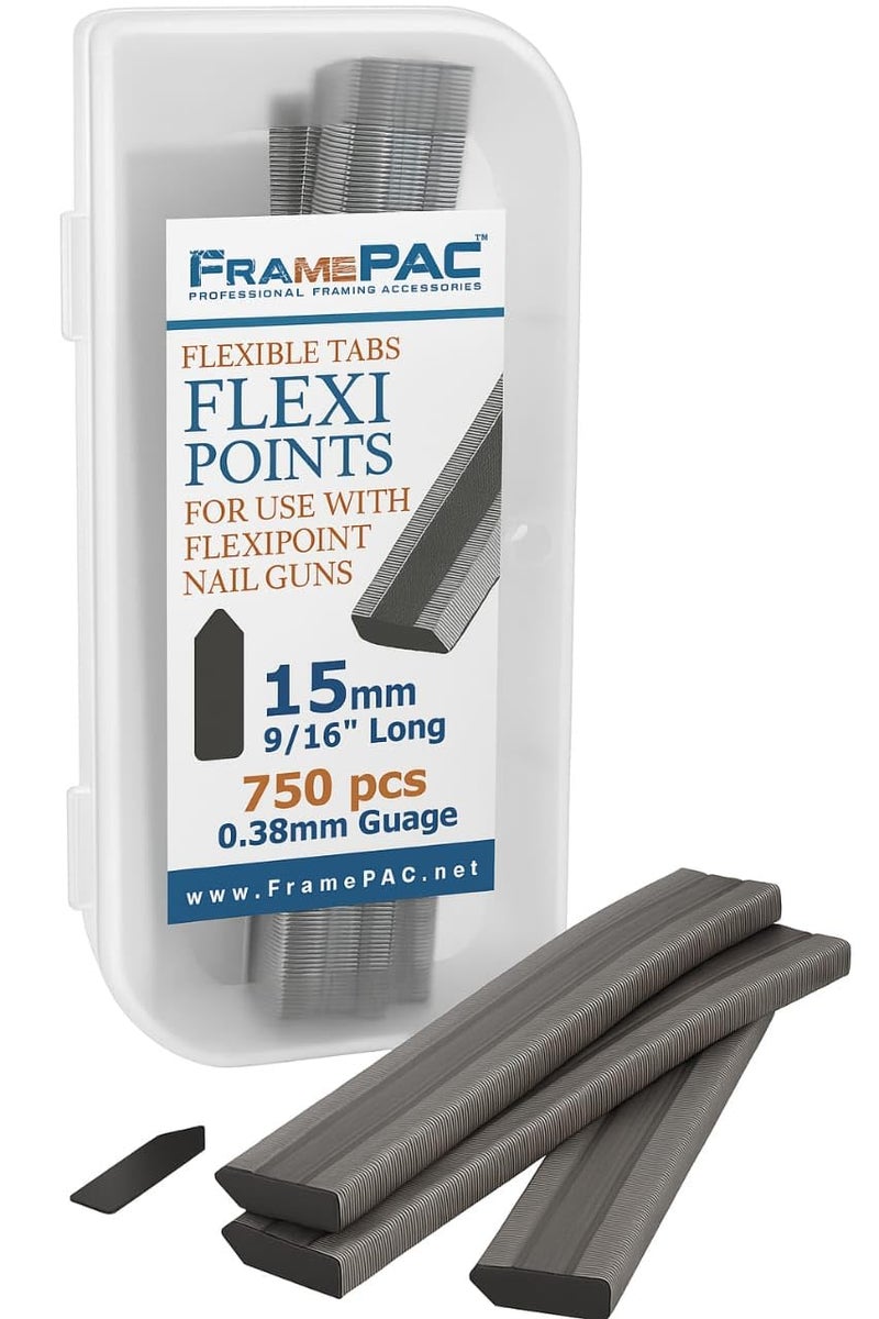 FramePac Flexipoint for Picture Frames Point Driver 15mm (9/16 inch) - Compatible with Dual Drive Point Driver, Glazing Points | Framing Points | Flexi-Points | Flexipoints Refill (Pack of 750) - Image 1