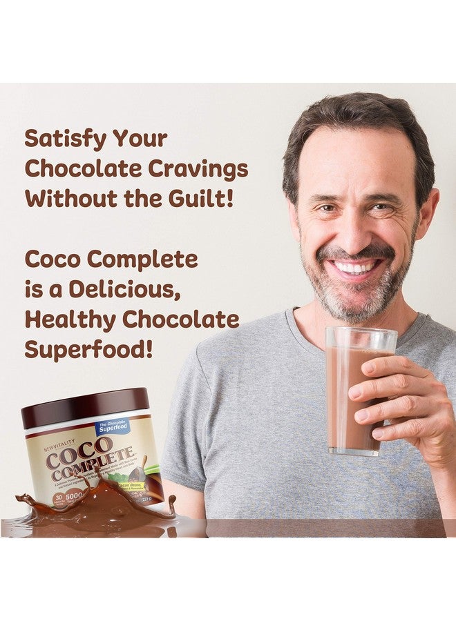 نيو فايتالتي Coco Complete من New Vitality - مكمل غذائي فائق لتعزيز الجهاز المناعي والتمثيل الغذائي، ودعم الطاقة، وخالي من السكر، ومسحوق الكاكاو الحقيقي ومستخلص الشاي الأخضر، بنكهة الشوكولاتة، 30 وجبة - Image 4