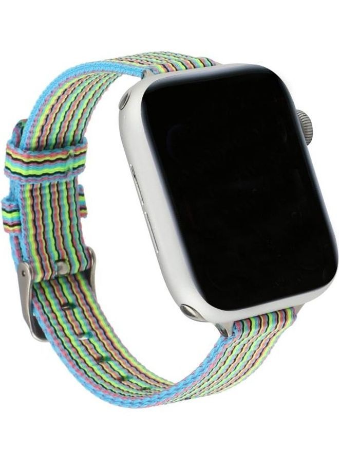 NIBEMINENT Ethnic Replacement Watchband For Apple Watch Series 1/2/3/4/5/6/7/SE 42-44-45mm Blue/Green - Image 2