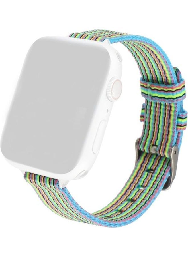 NIBEMINENT Ethnic Replacement Watchband For Apple Watch Series 1/2/3/4/5/6/7/SE 42-44-45mm Blue/Green - Image 1