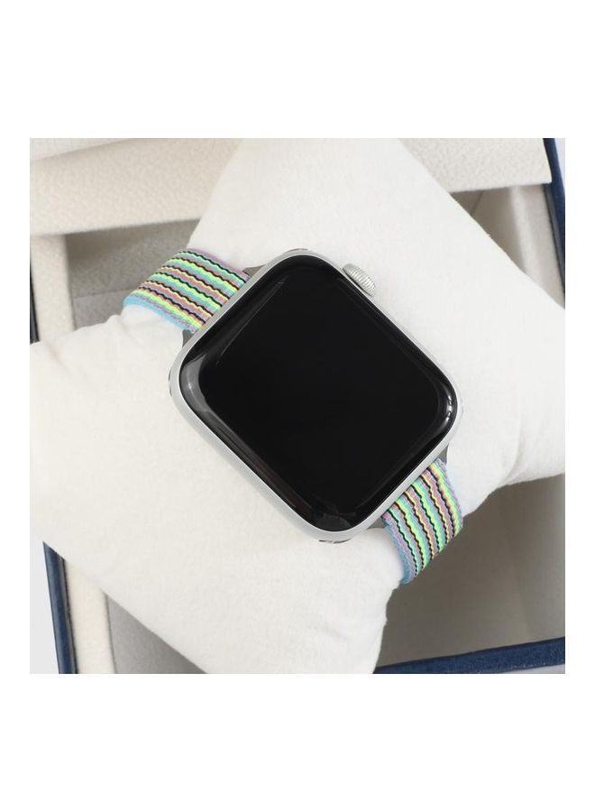 NIBEMINENT Ethnic Replacement Watchband For Apple Watch Series 1/2/3/4/5/6/7/SE 42-44-45mm Blue/Green - Image 3