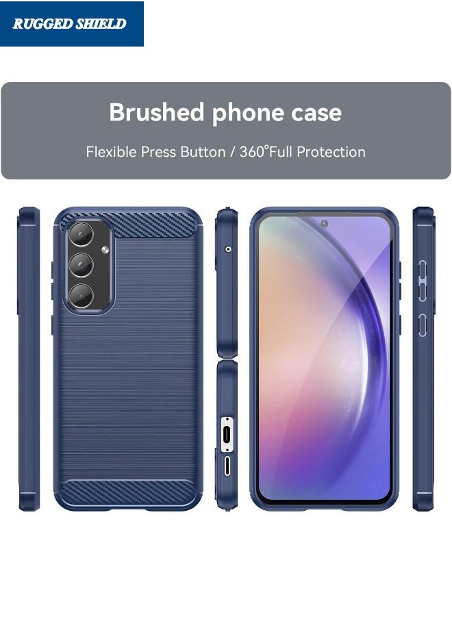 RUGGED SHIELD Samsung Galaxy A-55 Case, Galaxy A-55 Cover with Brushed Carbon Fiber Texture, Flexible TPU Shockproof Protection Bumper Phone Case, Slim Case Cover for Samsung Galaxy A-55 5G, Blue  - Image 4