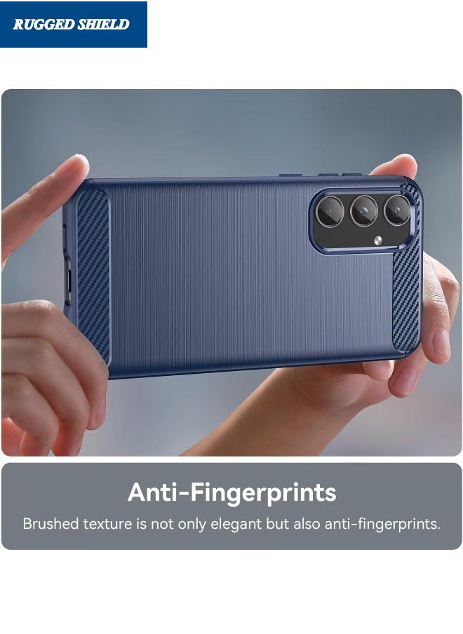 RUGGED SHIELD Samsung Galaxy A-55 Case, Galaxy A-55 Cover with Brushed Carbon Fiber Texture, Flexible TPU Shockproof Protection Bumper Phone Case, Slim Case Cover for Samsung Galaxy A-55 5G, Blue  - Image 3