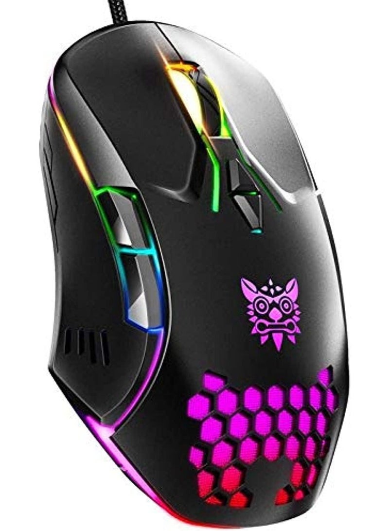 onikuma Onikuma CW902 Wired Gaming Mouse – RGB LED Backlight, Adjustable DPI, Ergonomic Design, Fast-Response Buttons for Pro Gamers - Image 1