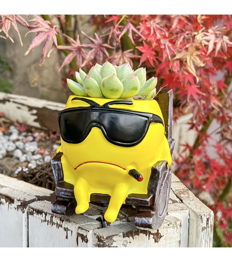 Funny Face Rocking Chair Flower Pot For Succulent Balcony Decoration - Image 4