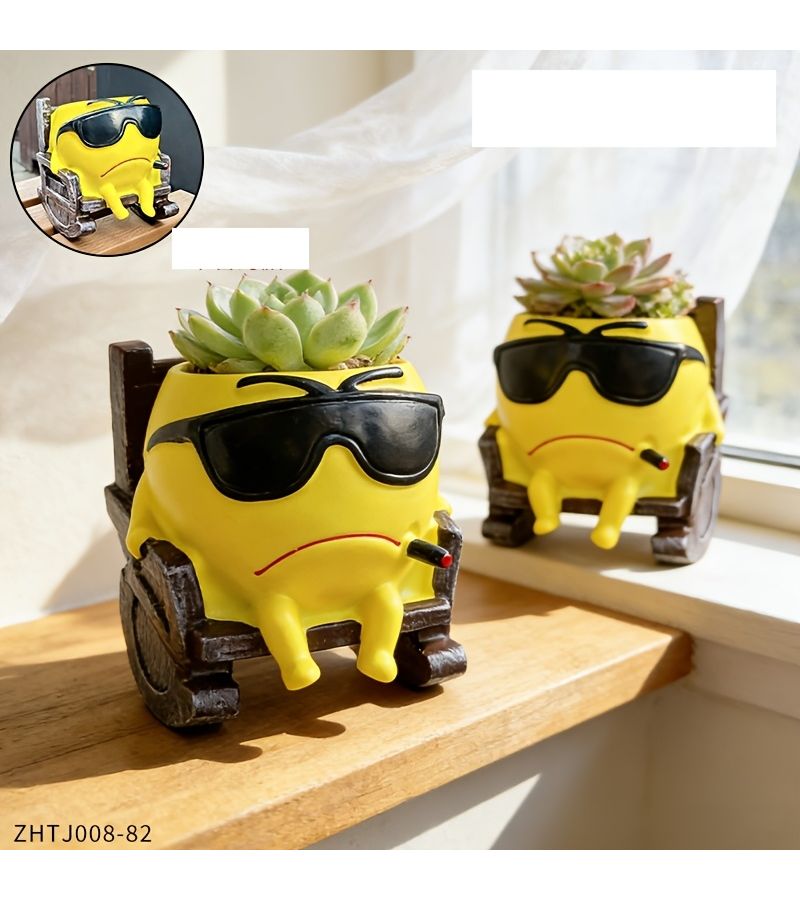 Funny Face Rocking Chair Flower Pot For Succulent Balcony Decoration - Image 5