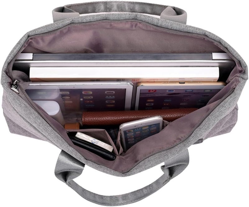 Oxford Cloth Laptop Briefcase Bag Thin Wear-resistant Casual Carrying Case for Women Girls Lightweight Design Grey Documents Daily Essentials - Image 4