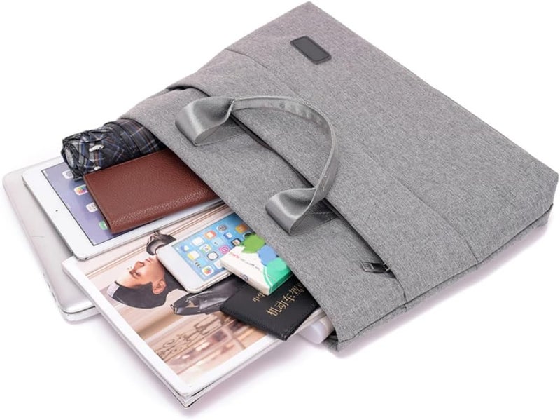 Oxford Cloth Laptop Briefcase Bag Thin Wear-resistant Casual Carrying Case for Women Girls Lightweight Design Grey Documents Daily Essentials - Image 3