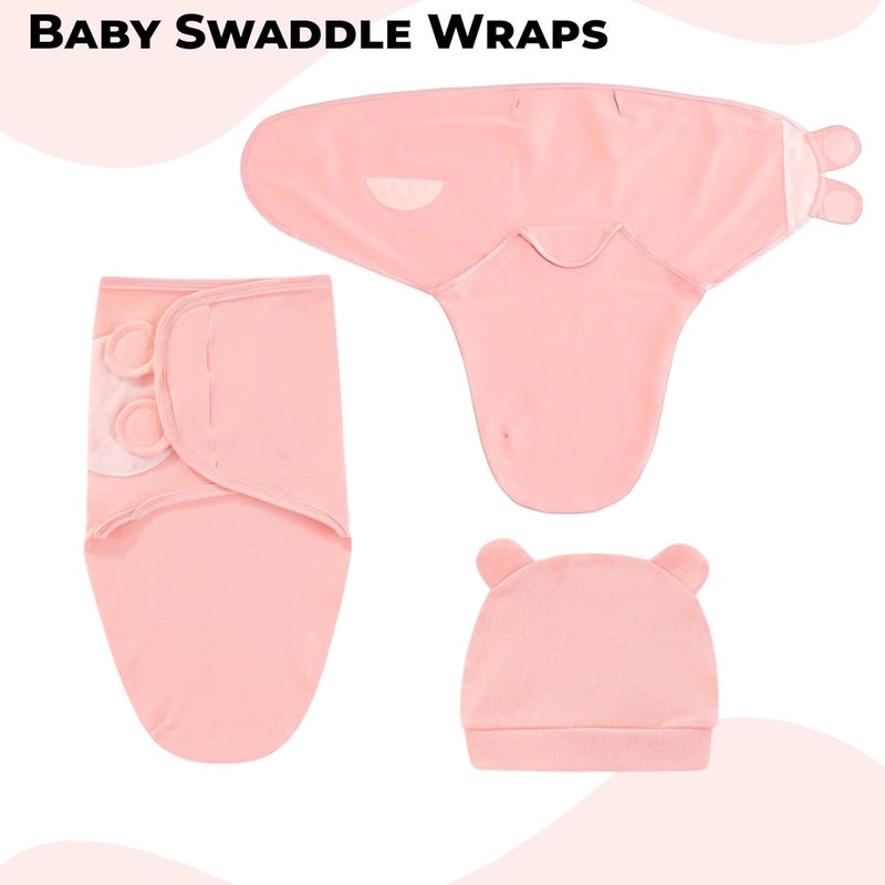 BEMBIKA Baby Swaddle Wraps Soft Cotton, Organic Cotton & Hooded Muslin Swaddle Wraps, Comfortable, Breathable & Safe Set of 2 -(0–3 Months | Pure Color Powder) - Image 2