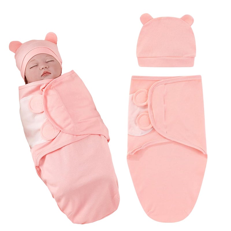 BEMBIKA Baby Swaddle Wraps Soft Cotton, Organic Cotton & Hooded Muslin Swaddle Wraps, Comfortable, Breathable & Safe Set of 2 -(0–3 Months | Pure Color Powder) - Image 1