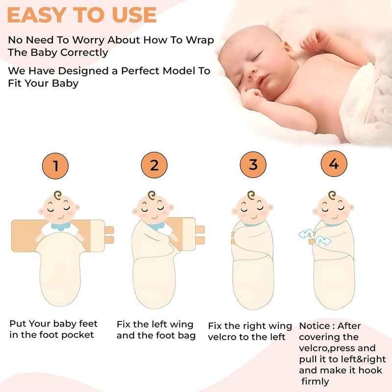 BEMBIKA Baby Swaddle Wraps Soft Cotton, Organic Cotton & Hooded Muslin Swaddle Wraps, Comfortable, Breathable & Safe Set of 2 -(0–3 Months | Pure Color Powder) - Image 5