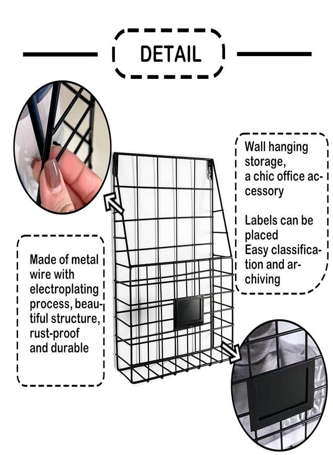 Rixoxo Hanging Wall File Rack 1Pack Office Hanging Magazine Rack Metal Mail Organizer Wire Basket Wall Mount Magazine Folder Wall Mounted File Organizer Holder for Office Home Work Organizing Display Files - Image 3