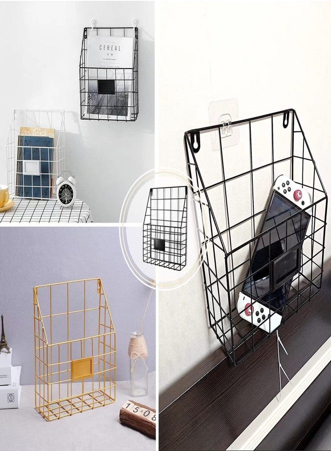 Rixoxo Hanging Wall File Rack 1Pack Office Hanging Magazine Rack Metal Mail Organizer Wire Basket Wall Mount Magazine Folder Wall Mounted File Organizer Holder for Office Home Work Organizing Display Files - Image 5