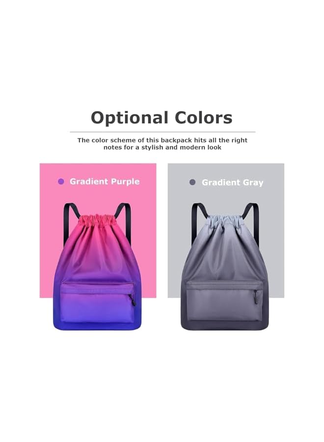 S-TOP Drawstring Bags, Lightweight Cotton Gym Backpack with Shoe Compartment for Women, Breathable Sports Bag for Tennis, Beach, Swimming and Travel - Image 2