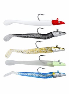 Excefore 5 Pcs Soft Fishing Lures Jig Head Kit 11 CM 9 g Drop Shot Lure Single Hook Eyes Imitation Bait Fish with T Tail for pike fishing, High Fishing Power - Fishing Accessories  - Image 1
