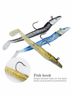 Excefore 5 Pcs Soft Fishing Lures Jig Head Kit 11 CM 9 g Drop Shot Lure Single Hook Eyes Imitation Bait Fish with T Tail for pike fishing, High Fishing Power - Fishing Accessories  - Image 2
