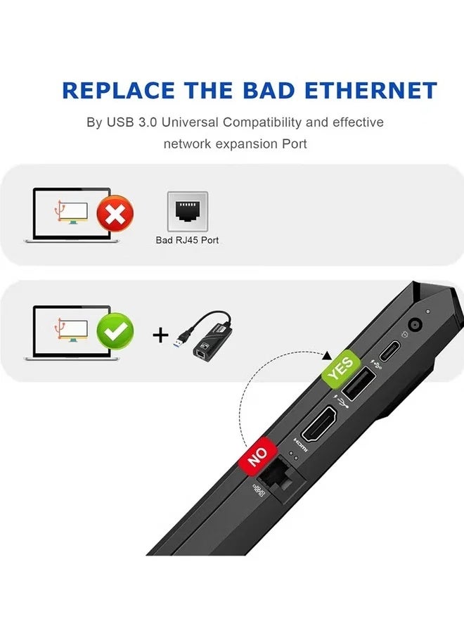 محول USB 3.0 إلى إيثرنت جيجابت، محول شبكة سلكي RJ45 100/1000M متوافق مع ماك بوك، كروم بوك، ويندوز 10، لينكس، ماك أو إس، كروم أو إس، نينتندو سويتش، أسود - Image 2