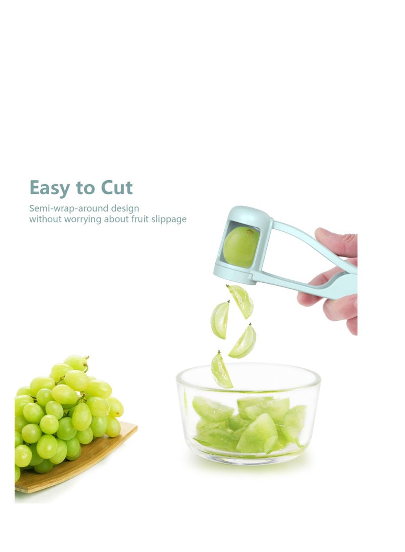 Excefore Grape Cutter for Kids, Stainless Steel Fruit Cutter, Quarter Grape Slicer, Suitable for Vegetable Fruit Salad Cake Decoration, Kitchen Gadget Fruit Slicer (Blue) - Image 3