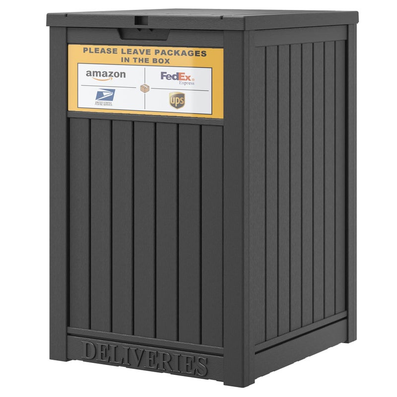 LHBGO Package Delivery Box for Outside with Sign, 48 Gallon Storage with Lockable Secure, Large Double Wall Resin Outdoor Package Delivery Waterproof - Image 1